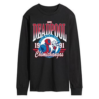 Men's Marvel Deadpool Chimichangas Collegiate Long Sleeve Graphic Tee