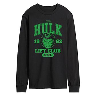 Men's Marvel Hulk Lift Club Varsity Long Sleeve Graphic Tee