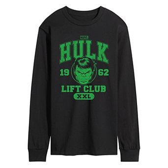 Men's Marvel Hulk Lift Club Varsity Long Sleeve Graphic Tee