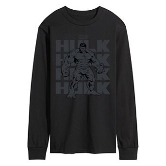 Men's Marvel Hulk Monochrome Long Sleeve Graphic Tee