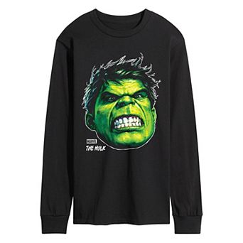 Men's Marvel Hulk Oversized Portrait Long Sleeve Graphic Tee