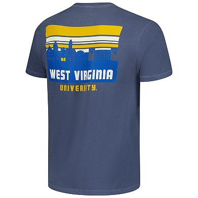 Men's Navy West Virginia Mountaineers Striped Campus Skyline T-Shirt