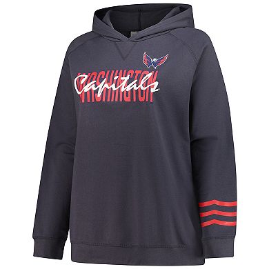 Women's Fanatics Charcoal Washington Capitals Plus Size Lightweight Fleece Raglan Pullover Hoodie