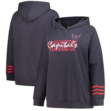 Women's Fanatics Charcoal Washington Capitals Plus Size Lightweight Fleece Raglan Pullover Hoodie