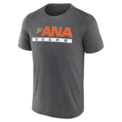 Men's Fanatics Heather Charcoal Anaheim Ducks Playmaker T-Shirt