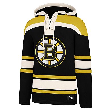 Men's '47 David Pastrnak Black Boston Bruins Big & Tall Lace-up Pullover Hoodie