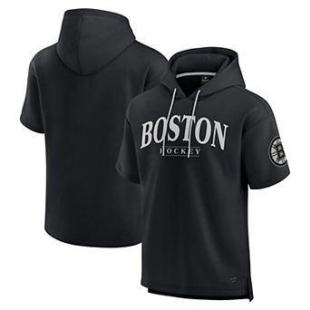 Men's Fanatics Black Boston Bruins Elements Ready Short Sleeve Pullover Hoodie