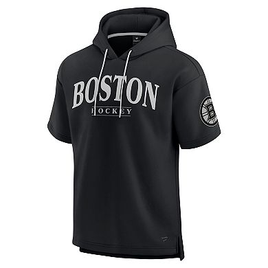 Men's Fanatics Black Boston Bruins Elements Ready Short Sleeve Pullover Hoodie