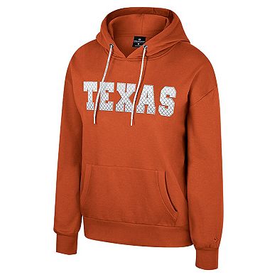 Women's Colosseum Texas Orange Texas Longhorns Reflection Rhinestone Drawcord Pullover Hoodie