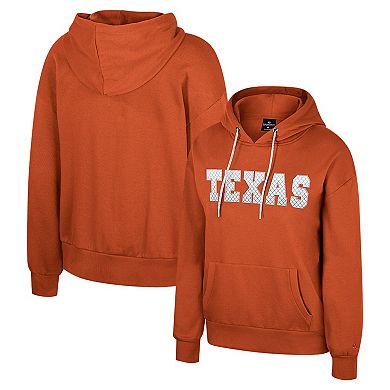 Women's Colosseum Texas Orange Texas Longhorns Reflection Rhinestone Drawcord Pullover Hoodie