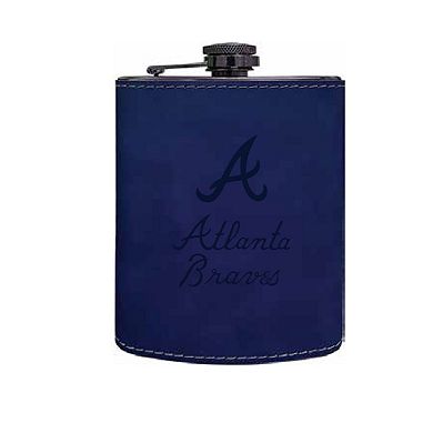 The Memory Company Atlanta Braves Three-Pack 8oz. Leather Flask & 2oz. Shot Glass Set