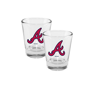 The Memory Company Atlanta Braves Three-Pack 8oz. Leather Flask & 2oz. Shot Glass Set