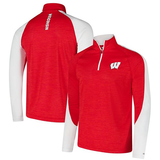 Men's Colosseum Red Wisconsin Badgers Langmore Raglan Quarter-Zip Top