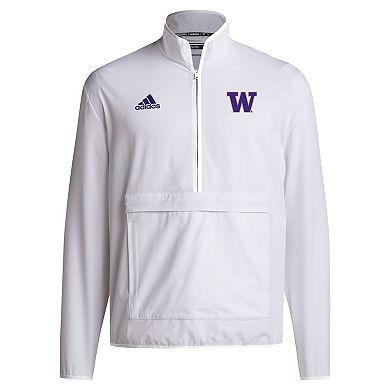 Men's adidas White Washington Huskies 2024 Coaches Sideline Half-Zip Jacket