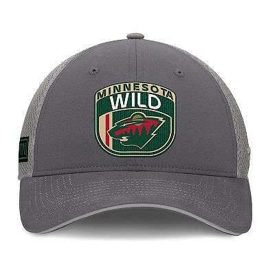 Men's Fanatics Gray Minnesota Wild Authentic Pro Home Ice Trucker Adjustable Hat