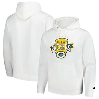 Men's Starter White Green Bay Packers Vintage Pullover Hoodie