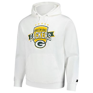 Men's Starter White Green Bay Packers Vintage Pullover Hoodie