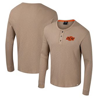 Men's Colosseum Tan Oklahoma State Cowboys Great Outdoors Henley Long Sleeve Shirt