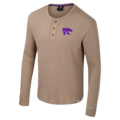 Men's Colosseum Tan Kansas State Wildcats Great Outdoors Henley Long Sleeve Shirt