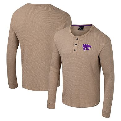 Men's Colosseum Tan Kansas State Wildcats Great Outdoors Henley Long Sleeve Shirt