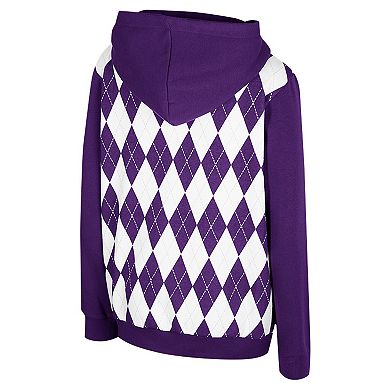 Youth Colosseum Purple LSU Tigers Argyle The Dealio Pullover Hoodie