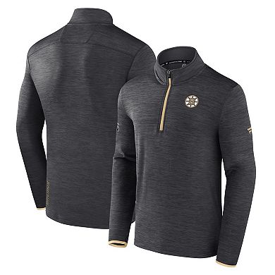 Men's Fanatics Heather Charcoal Boston Bruins Authentic Pro Quarter-Zip Pullover Top