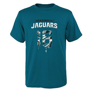 Youth Trevor Lawrence Teal Jacksonville Jaguars Mainliner Drip Player Name & Number T-Shirt