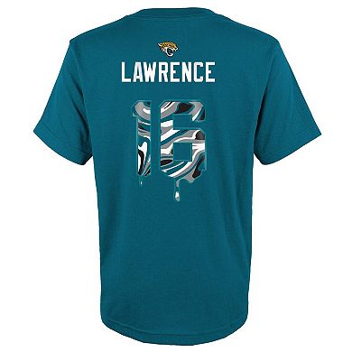 Youth Trevor Lawrence Teal Jacksonville Jaguars Mainliner Drip Player Name & Number T-Shirt