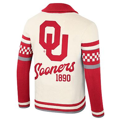 Women's Colosseum Cream Oklahoma Sooners Wild Collective Button-Up Jacquard Sweater