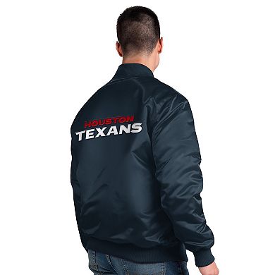 Men's Starter Navy Houston Texans Exclusive Satin Full-Snap Varsity Jacket