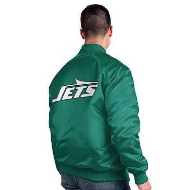 Men's Starter Green New York Jets Exclusive Satin Full-Snap Varsity Jacket