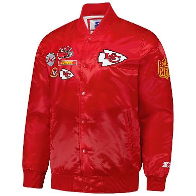 Men's Starter Red Kansas City Chiefs Exclusive Satin Full-Snap Varsity Jacket