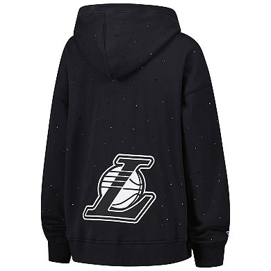 Women's Terez Black Los Angeles Lakers Oversized Allover Gemstone Full-Zip Hoodie