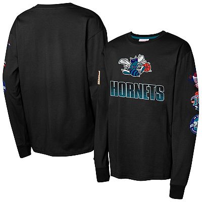Youth Mitchell & Ness Black Charlotte Hornets Hardwood Classic All