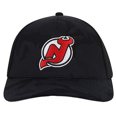 Men's American Needle Black New Jersey Devils Valin Camo Super Tech Vented Adjustable Hat