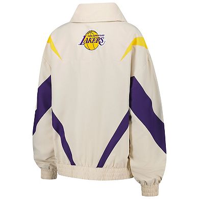 Women's Terez White Los Angeles Lakers Retro Chevron Ripstop Quarter-Zip Windbreaker Jacket