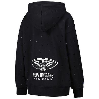 Women's Terez Black New Orleans Pelicans Oversized Allover Gemstone Full-Zip Hoodie