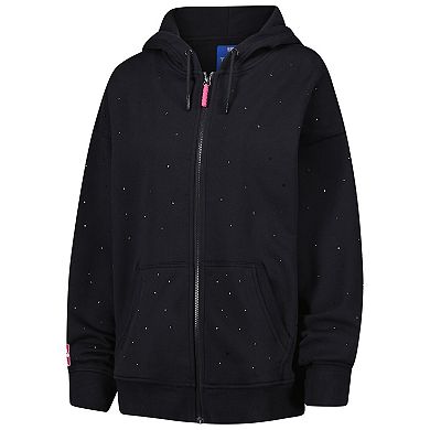 Women's Terez Black New Orleans Pelicans Oversized Allover Gemstone Full-Zip Hoodie