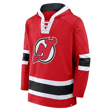 Men's Fanatics Red New Jersey Devils Inside Line Fleece Pullover Hoodie