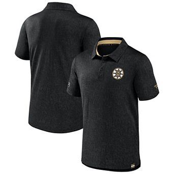 Men's Fanatics Black Boston Bruins Authentic Pro Jacquard Polo