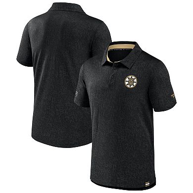 Men's Fanatics Black Boston Bruins Authentic Pro Jacquard Polo