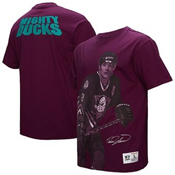 Men's Mitchell & Ness Teemu Selanne Purple Anaheim Ducks Ultimate Player Vintage Logo T-Shirt