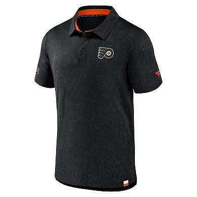 Men's Fanatics Black Philadelphia Flyers Authentic Pro Jacquard Polo