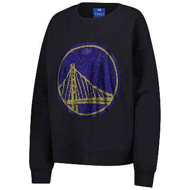 Women's Terez Black Golden State Warriors Gemstone Logo Pullover Sweatshirt