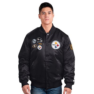 Men's Starter Black Pittsburgh Steelers Exclusive Satin Full-Snap