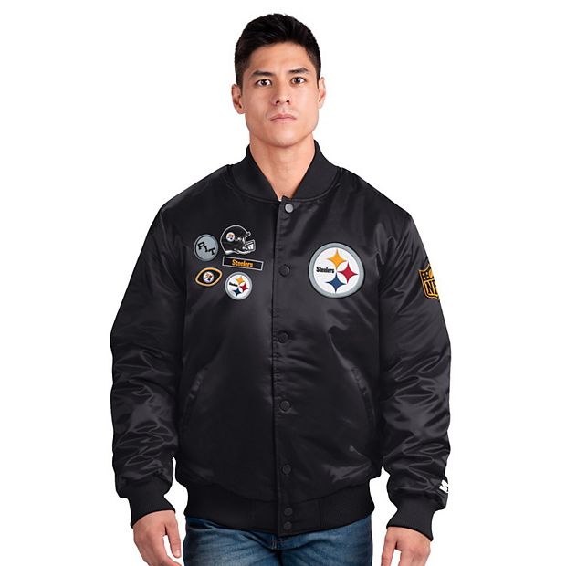 Men's Starter Black Pittsburgh Steelers Exclusive Satin Full-Snap