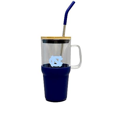 The Memory Company North Carolina Tar Heels 40oz. Glass Tumbler with Silicone Snack Tray