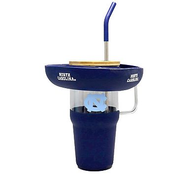 The Memory Company North Carolina Tar Heels 40oz. Glass Tumbler with Silicone Snack Tray