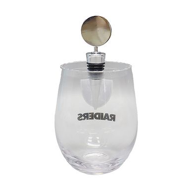 The Memory Company Las Vegas Raiders 15oz. Stemless Tumbler With Wine Bottle Stopper