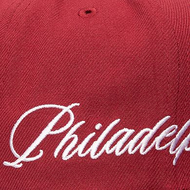 Men's Mitchell & Ness Maroon Philadelphia Phillies Just Don x MLB Lux Script Snapback Hat